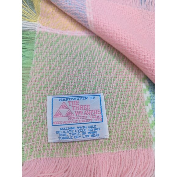 NEW Vtg Three Weavers Unisex Handwoven Baby Blanket 36 x 38 Cottagecore Acrylic - Picture 7 of 7